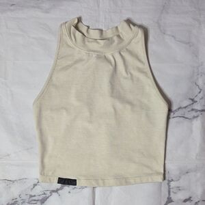 Alphalete High-Neck Cream Crop Tank